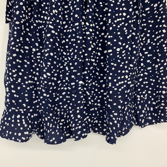 J.Crew Skirt Faux Wrap Mini Blue White Polka Dot Ruffle - Picture 8 of 9
